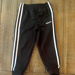 Adidas Toddler 3T Black Joggers with White Stripes